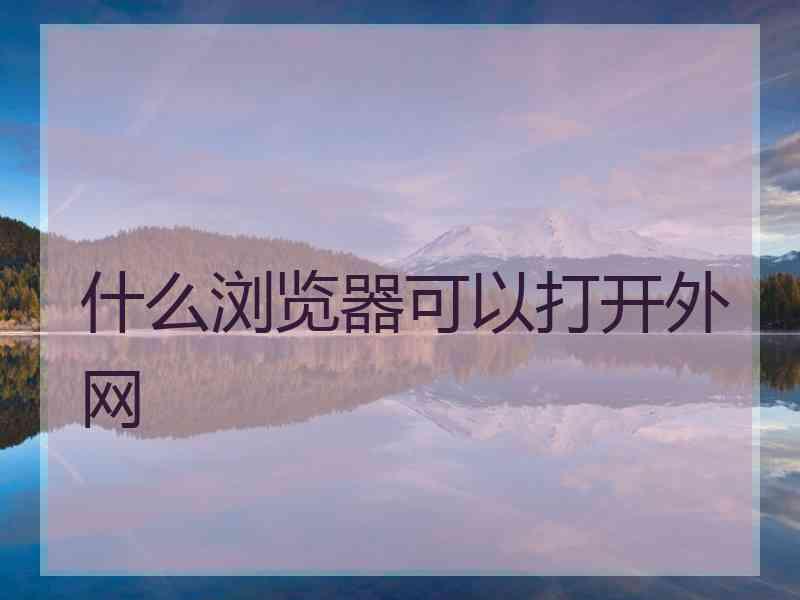 什么浏览器可以打开外网