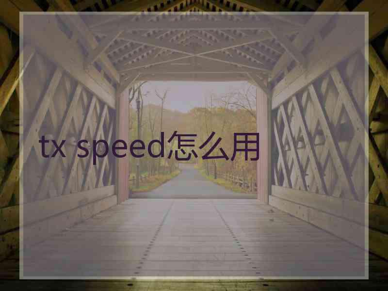 tx speed怎么用