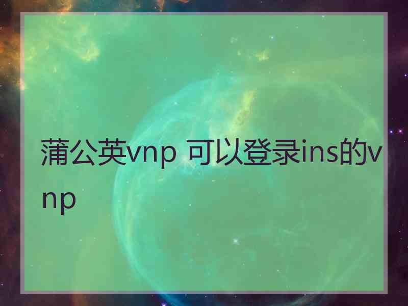 蒲公英vnp 可以登录ins的vnp